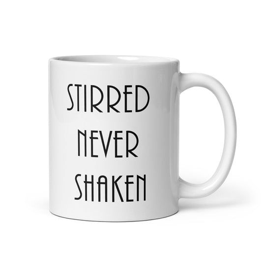 Stirred Never Shaken - Kingdom X Hunter White glossy mug
